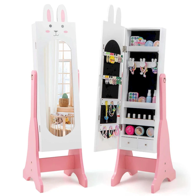 Kids Jewelry Cabinet Standing Children Jewelry Organizer with - See Details