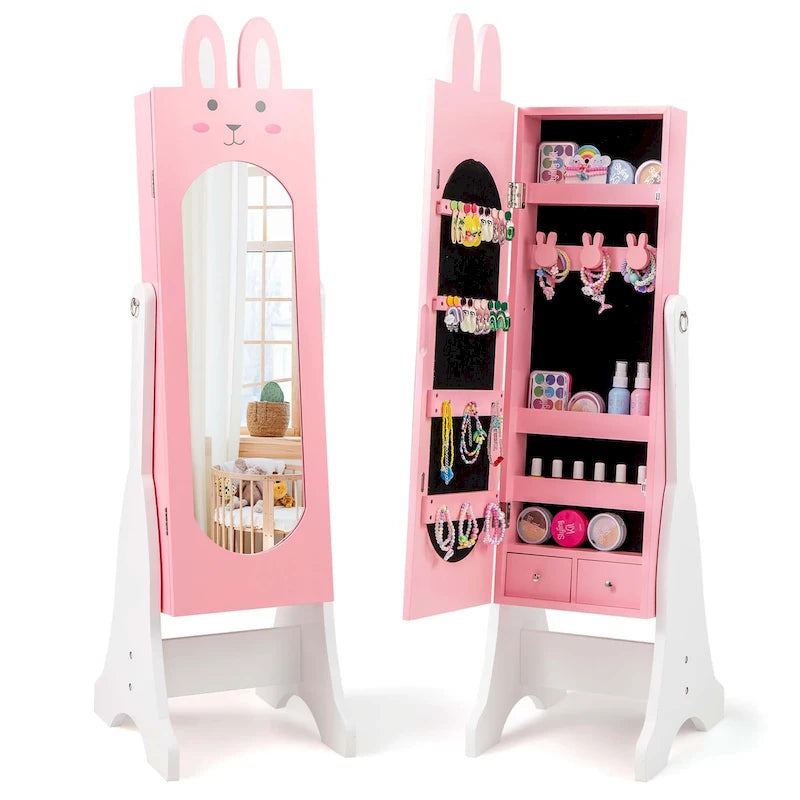 Kids Jewelry Cabinet Standing Children Jewelry Organizer with - See Details