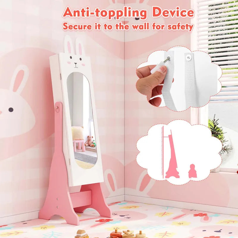 Kids Jewelry Cabinet Standing Children Jewelry Organizer with - See Details