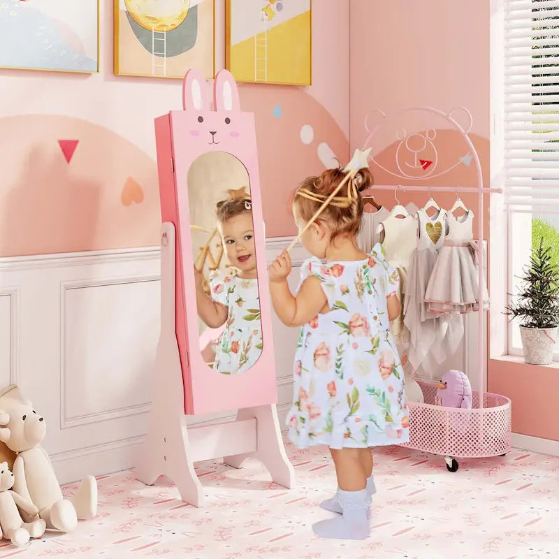Kids Jewelry Cabinet Standing Children Jewelry Organizer with - See Details
