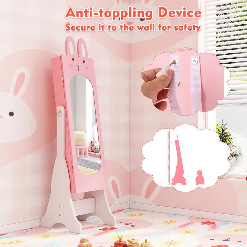 Kids Jewelry Cabinet Standing Children Jewelry Organizer with - See Details