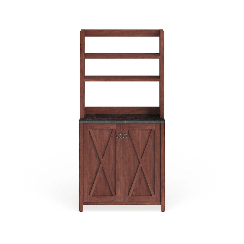 Rustic Walnut Wood Multi-storage Hutch by