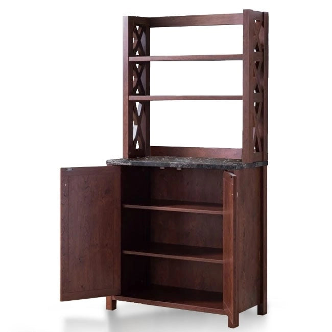 Rustic Walnut Wood Multi-storage Hutch by