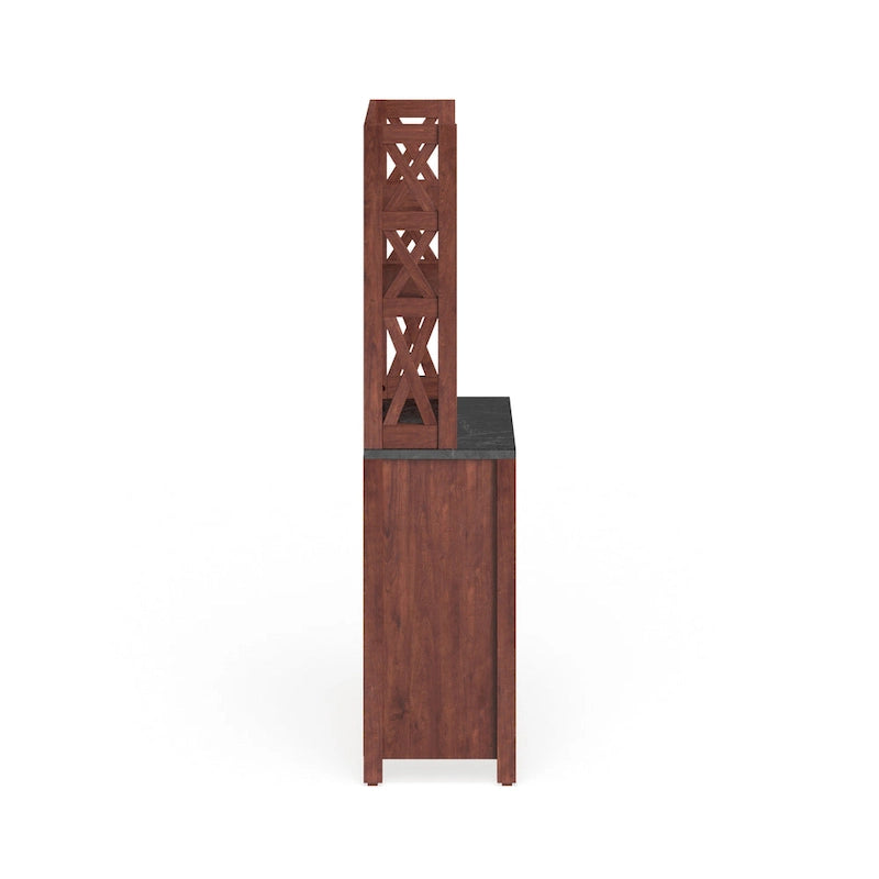 Rustic Walnut Wood Multi-storage Hutch by