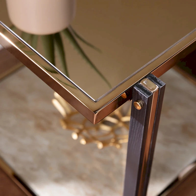 Transitional Champagne Metal Side Table