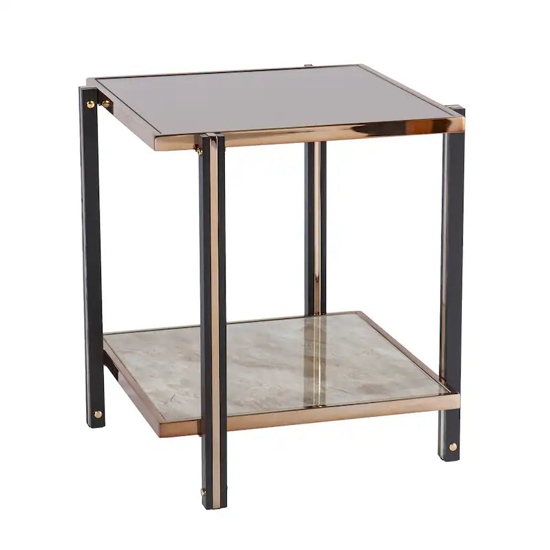 Transitional Champagne Metal Side Table
