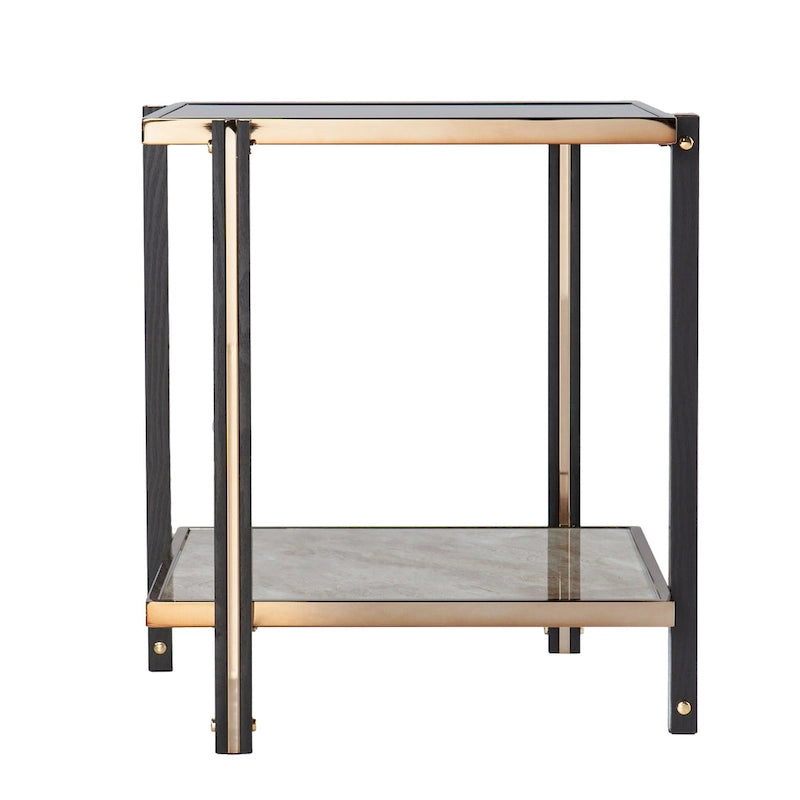 Transitional Champagne Metal Side Table