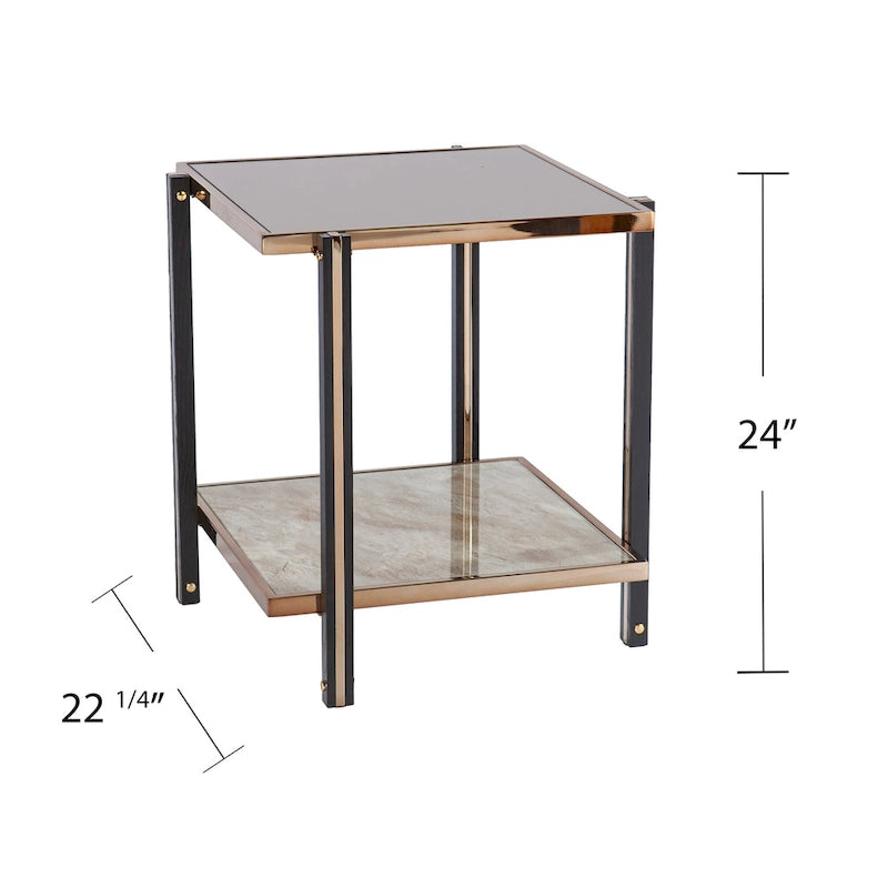 Transitional Champagne Metal Side Table