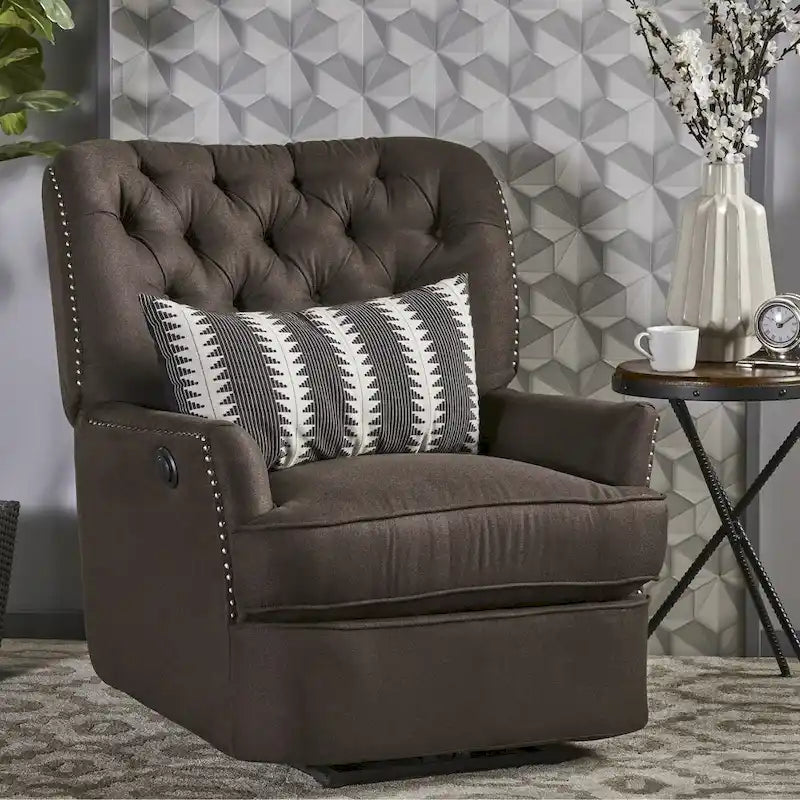 Tufted Fabric Power Recliner by