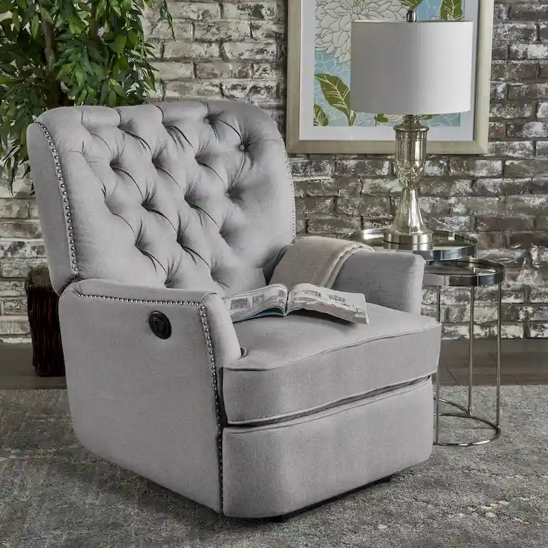 Tufted Fabric Power Recliner by
