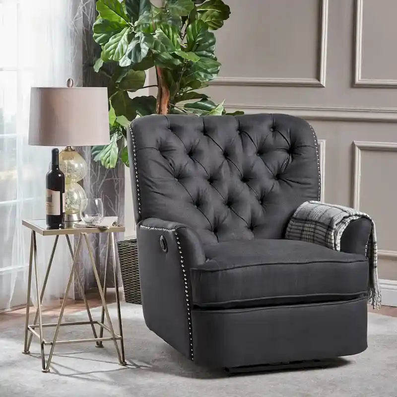 Tufted Fabric Power Recliner by
