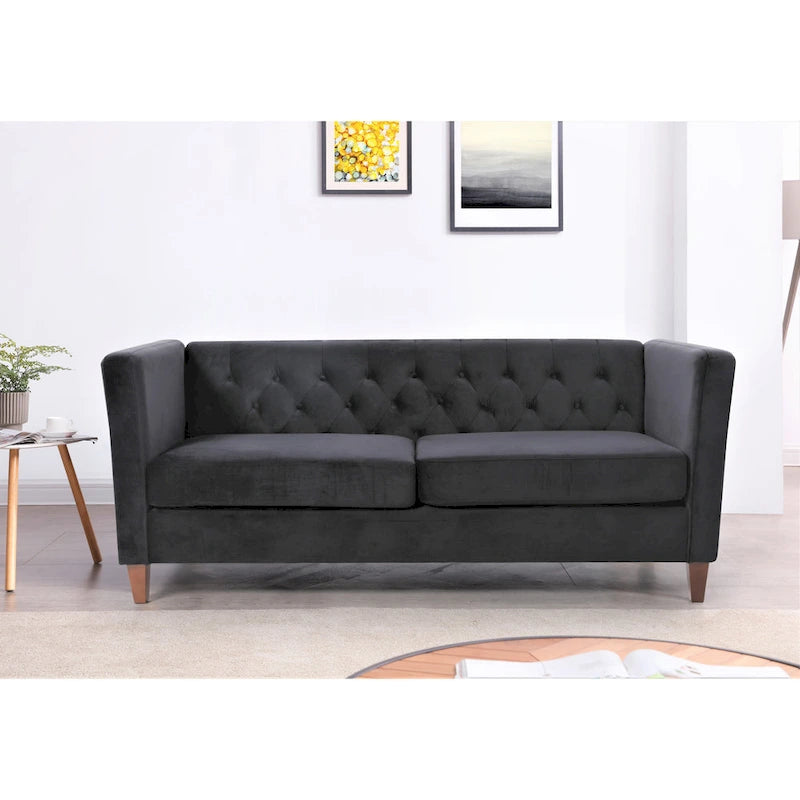 Lisette 73.3 Velvet Square Arm Sofa