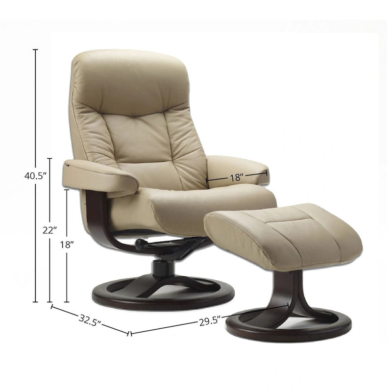 Leather Recliner and Ottoman