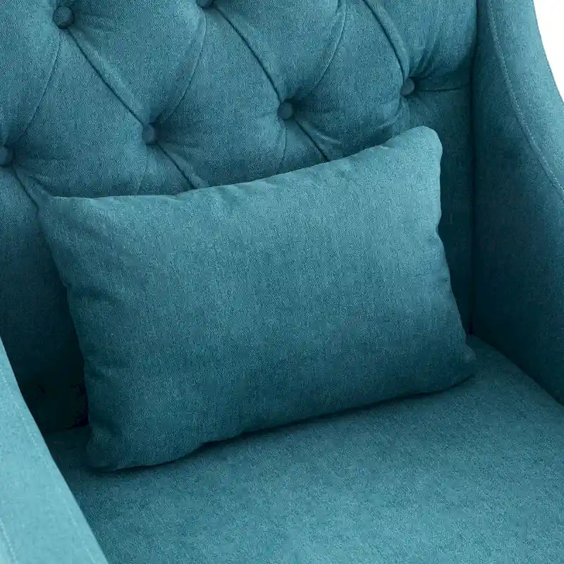Arm Chair Comfy Club Chair with Pillow Beige/ Dark Teal/ Blue