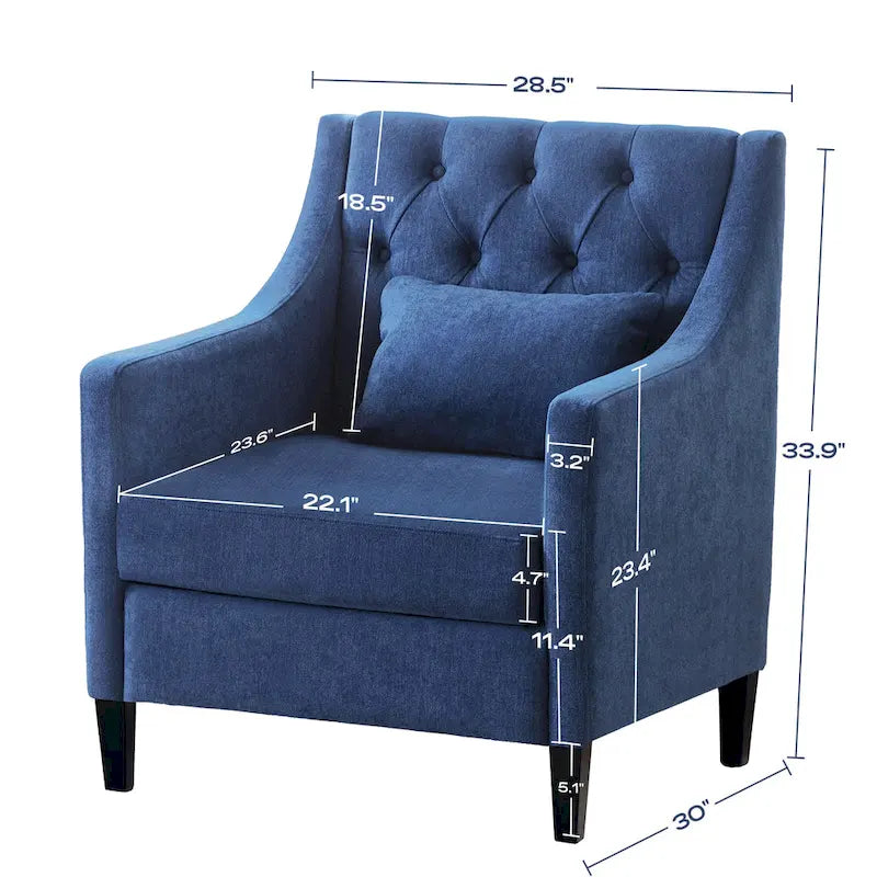 Arm Chair Comfy Club Chair with Pillow Beige/ Dark Teal/ Blue