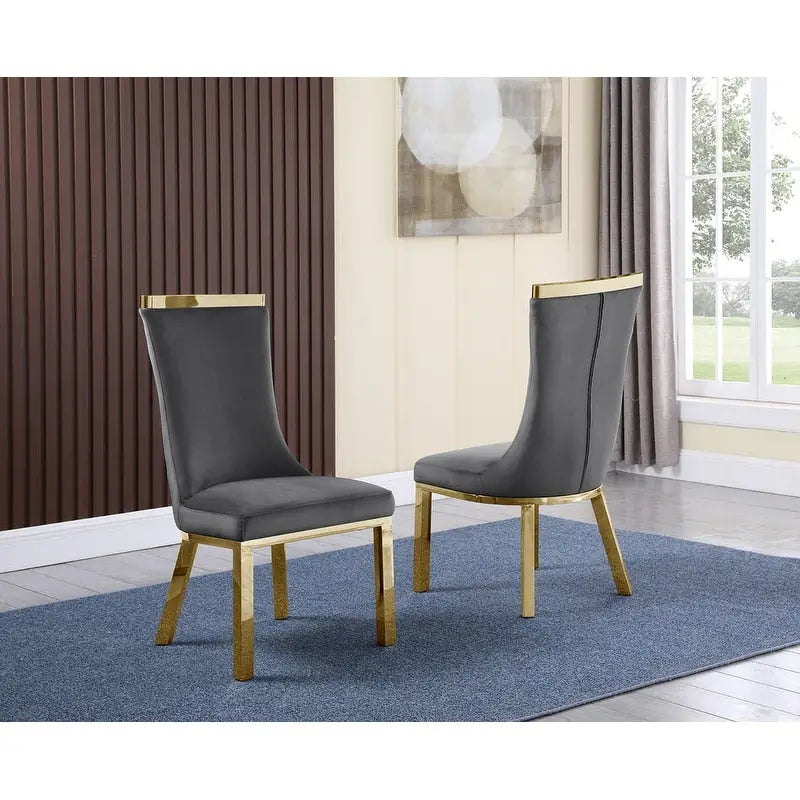 Gold Colored Stainless Steel Dining Chairs (Set of 2)