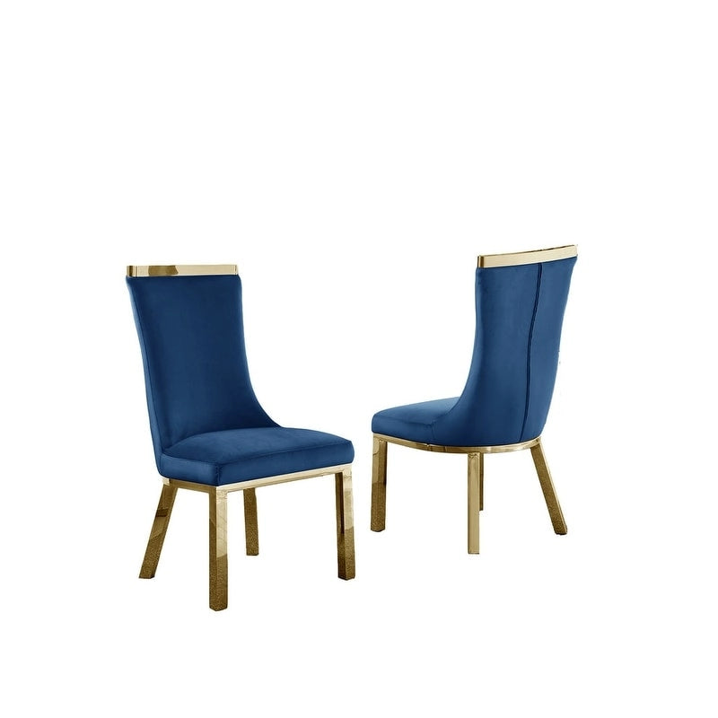 Gold Colored Stainless Steel Dining Chairs (Set of 2)