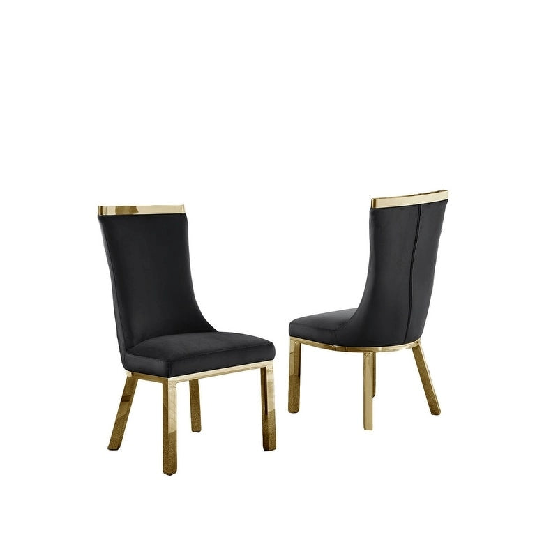 Gold Colored Stainless Steel Dining Chairs (Set of 2)