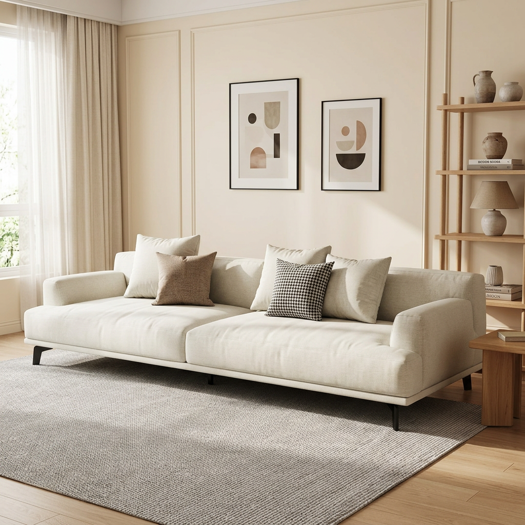Modernes graues Sofa mit Baumwoll-Leinen-Bezug für das Wohnzimmer