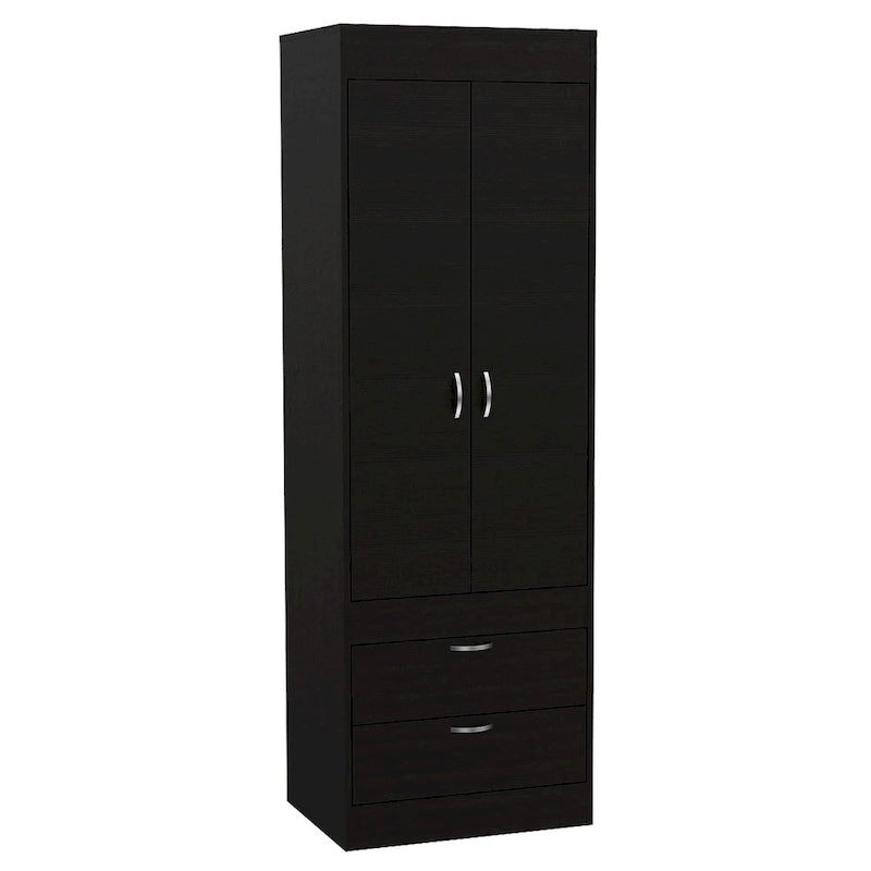 Armoire with Double Doors, 2 Drawers, and Hanging Rod