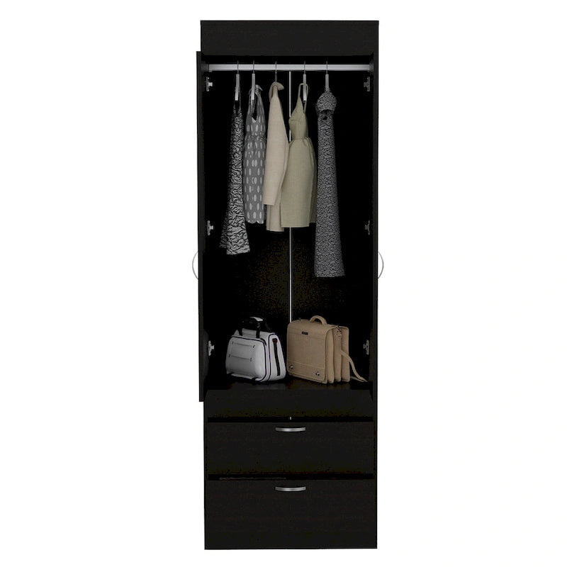 Armoire with Double Doors, 2 Drawers, and Hanging Rod