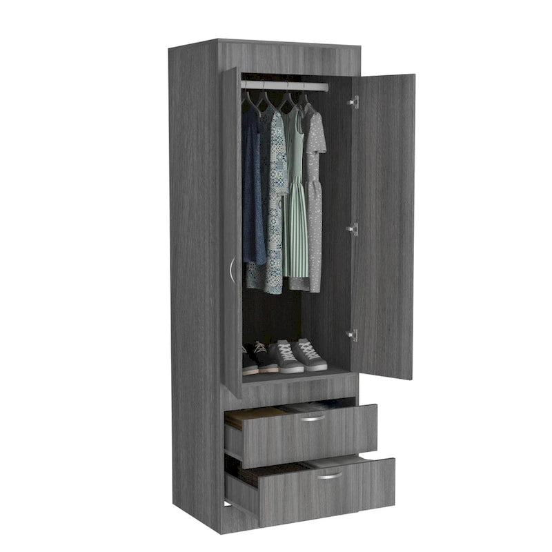 Armoire with Double Doors, 2 Drawers, and Hanging Rod