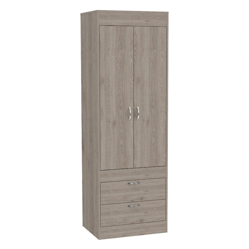 Armoire with Double Doors, 2 Drawers, and Hanging Rod
