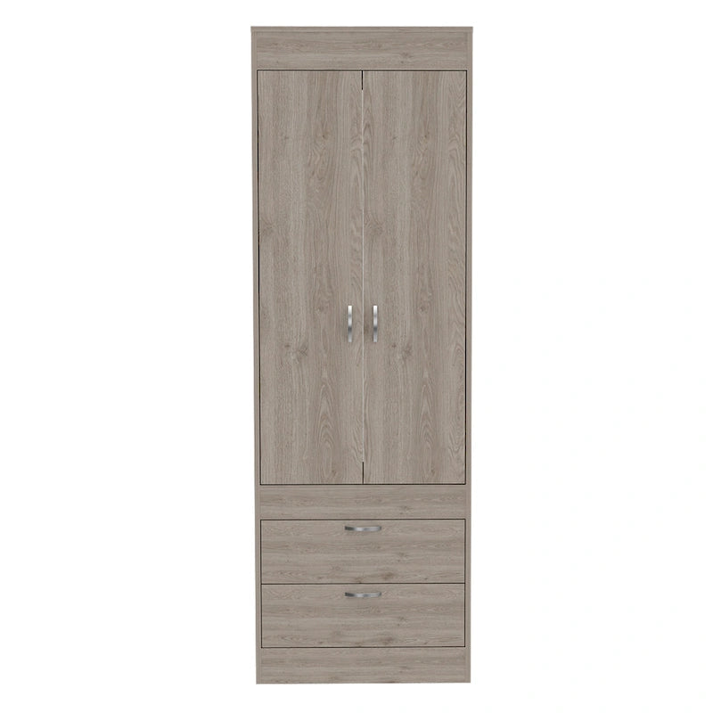 Armoire with Double Doors, 2 Drawers, and Hanging Rod