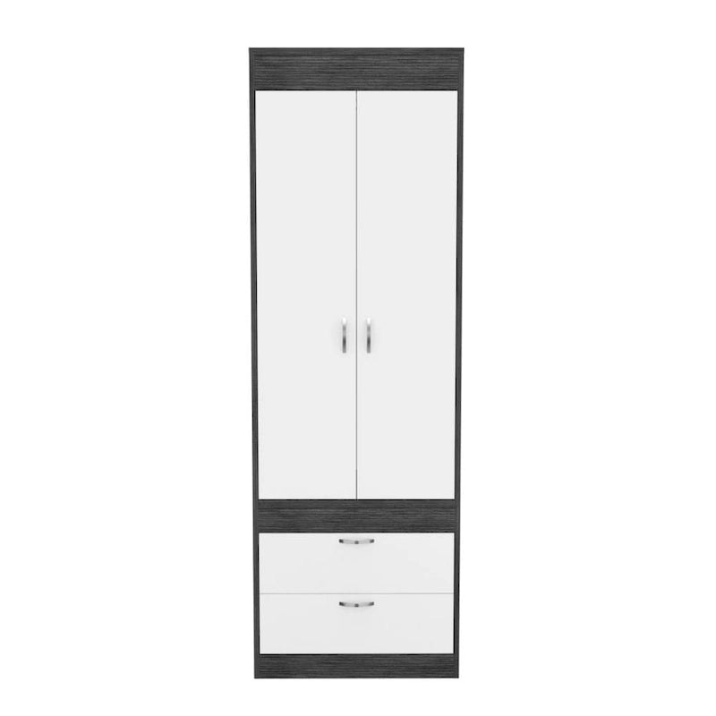 Armoire with Double Doors, 2 Drawers, and Hanging Rod