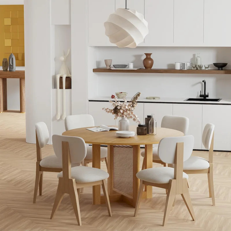Solid Wood 52 Round Dining Table for 6 People Nordic style - 52*30