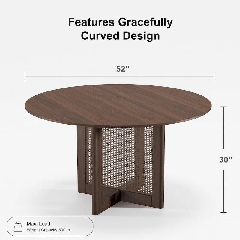 Solid Wood 52 Round Dining Table for 6 People Nordic style - 52*30