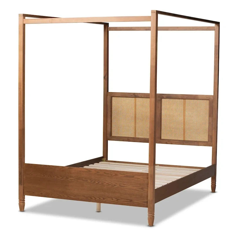 Modern and Contemporary Synthetic Rattan Canopy Bed