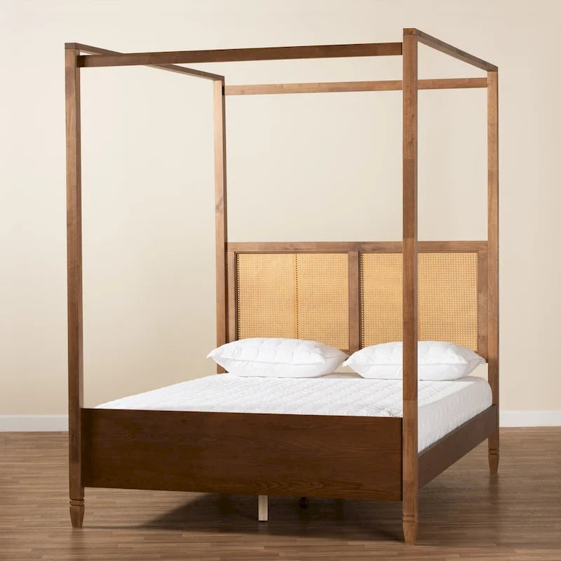 Modern and Contemporary Synthetic Rattan Canopy Bed