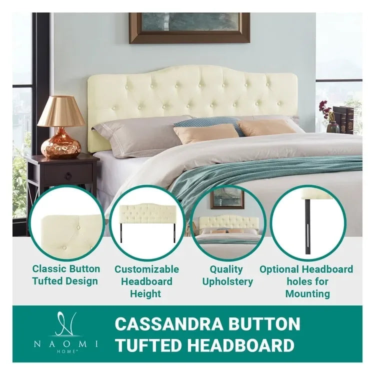 Button Tufted Upholstered Headboard, Height Adjustable Headboards,Bed Backboard Premium Padded Fabric Headboard