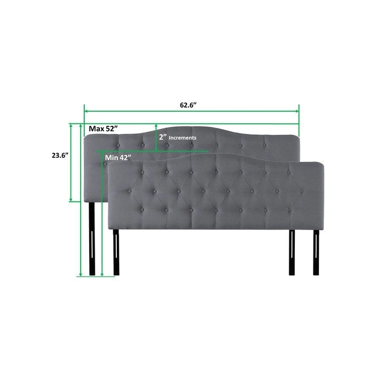 Button Tufted Upholstered Headboard, Height Adjustable Headboards,Bed Backboard Premium Padded Fabric Headboard