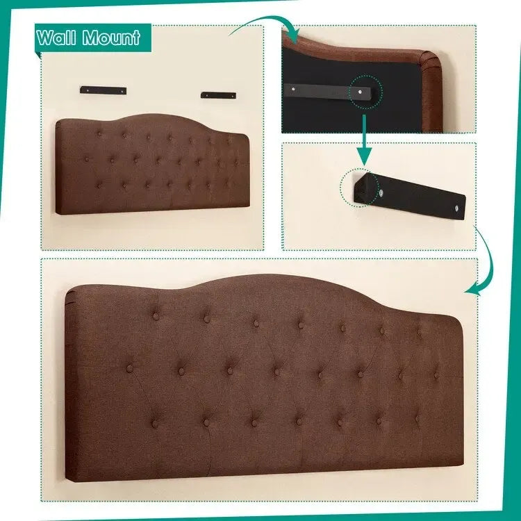 Button Tufted Upholstered Headboard, Height Adjustable Headboards,Bed Backboard Premium Padded Fabric Headboard