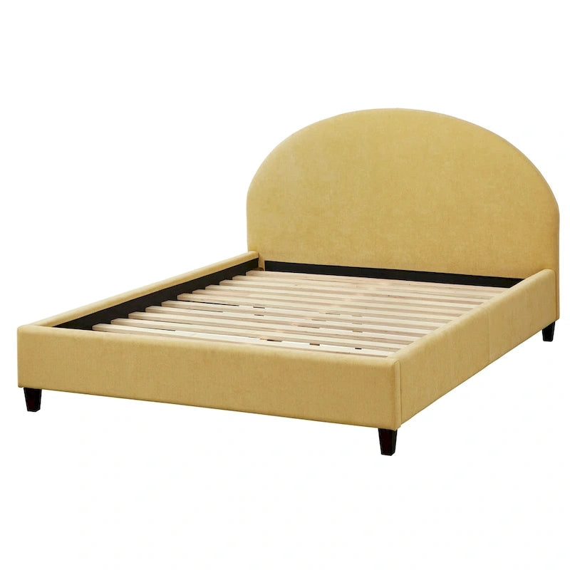 Mid-Century Upholstered Queen Platfom Bed