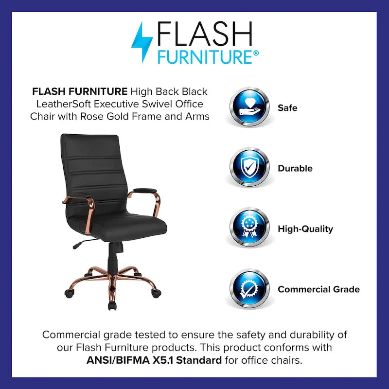 High Back LeatherSoft Executive Swivel Office Chair with Chrome Base