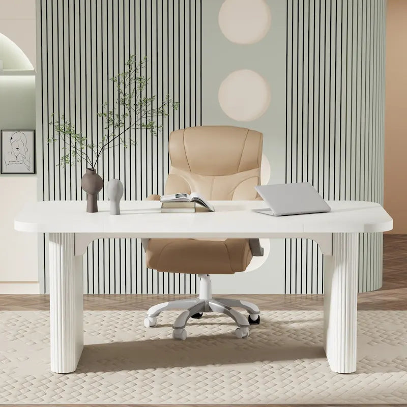 Modern 63 Executive Computer Desk for Home Office, Simple Rectangular Writing Table for Study Room Bedroom