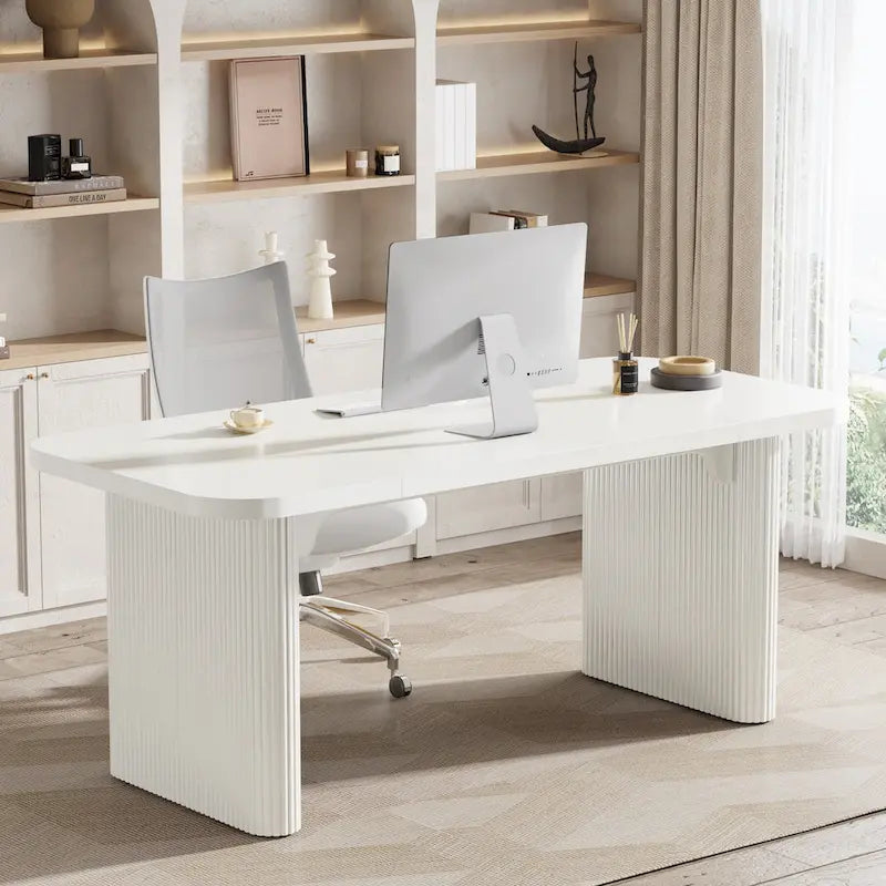 Modern 63 Executive Computer Desk for Home Office, Simple Rectangular Writing Table for Study Room Bedroom