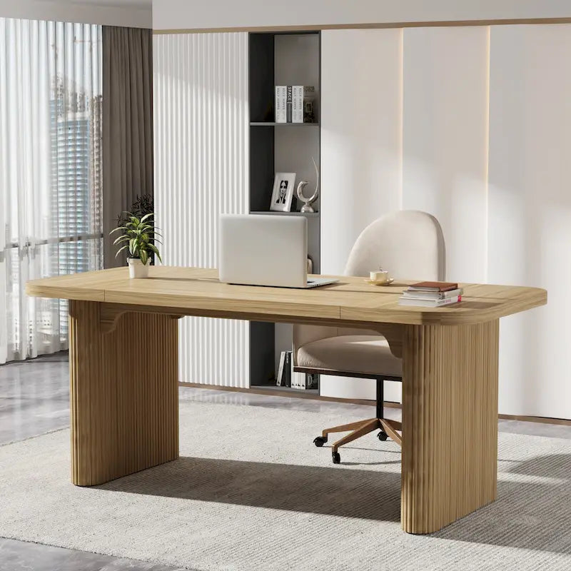 Modern 63 Executive Computer Desk for Home Office, Simple Rectangular Writing Table for Study Room Bedroom