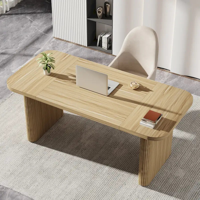 Modern 63 Executive Computer Desk for Home Office, Simple Rectangular Writing Table for Study Room Bedroom