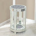 Tall Mirrored Glass Round End Table