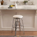 Metal and Faux Leather Adjustable Backless Stool