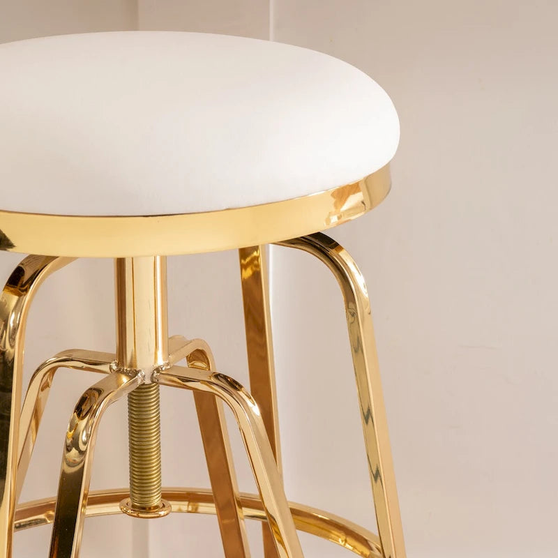 Metal and Faux Leather Adjustable Backless Stool