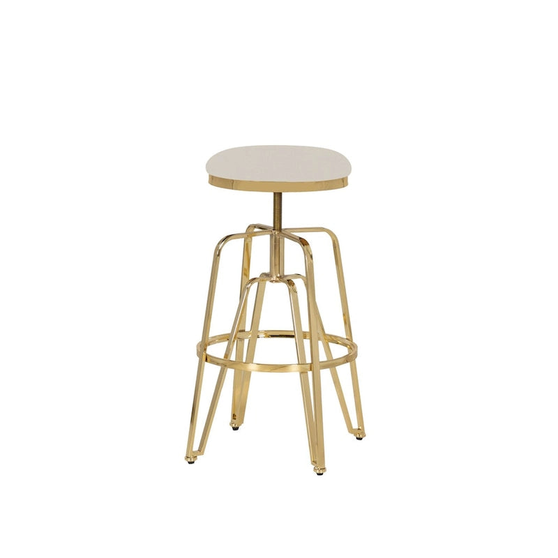 Metal and Faux Leather Adjustable Backless Stool
