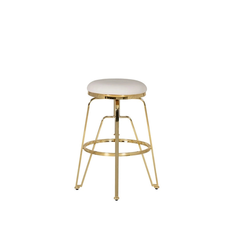 Metal and Faux Leather Adjustable Backless Stool