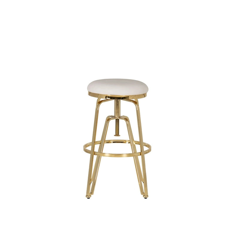 Metal and Faux Leather Adjustable Backless Stool