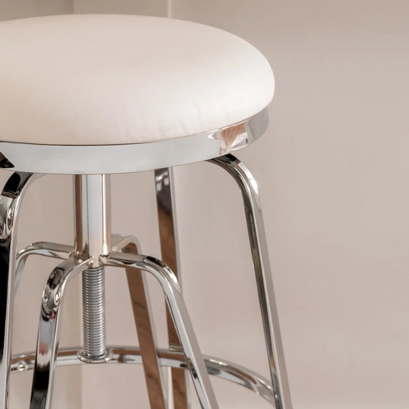 Metal and Faux Leather Adjustable Backless Stool