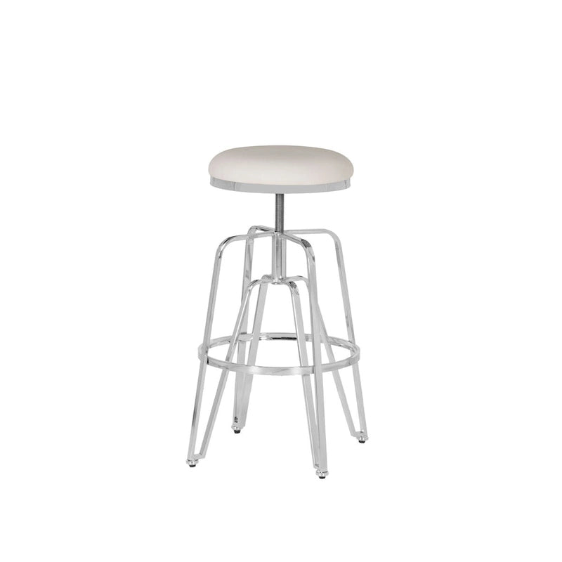 Metal and Faux Leather Adjustable Backless Stool